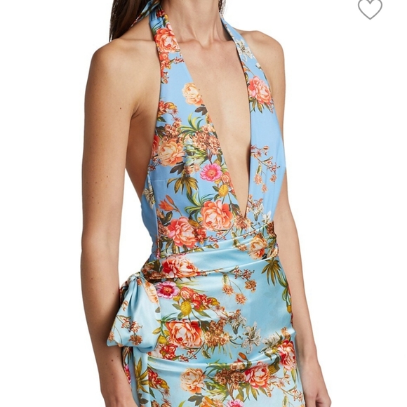 Adriana Iglesias Deep V Floral Stretch Silk Bodysuit - Picture 5 of 16